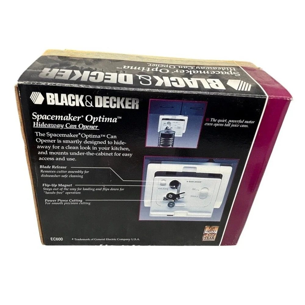 Vtg Black & Decker Spacemaker‎ Optima Hideaway Can Opener EC600 Under Cabinet